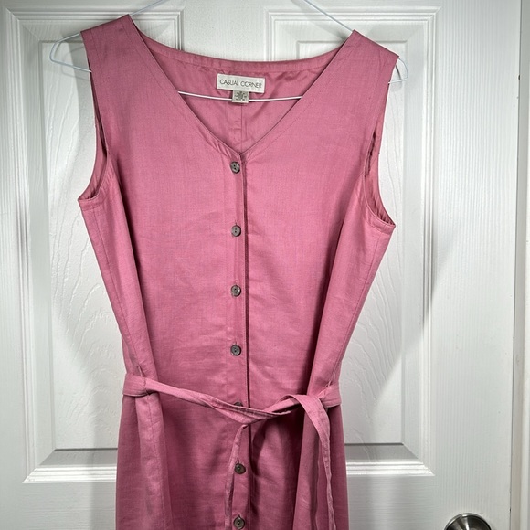 Casual Corner Size 10 Sleeveless Button Down Linen Dress - Picture 6 of 9